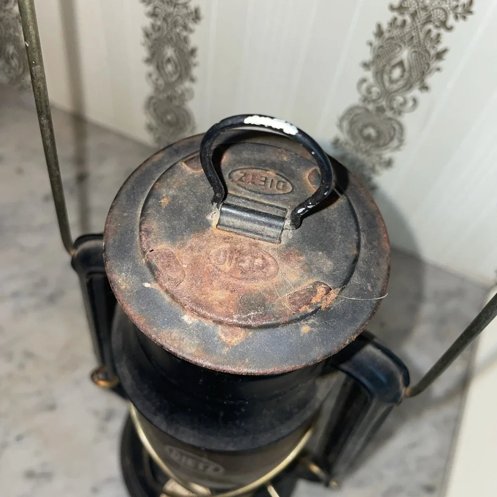 Original‎ Dietz 76 Black Metal Lantern Glass Shade Grid Loss Camping ER Light